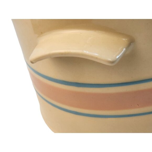McCoy Pottery Blue Stripe Pink Band Bean Pot Casserole Dish Spoon Divot 0164 - Picture 13 of 16